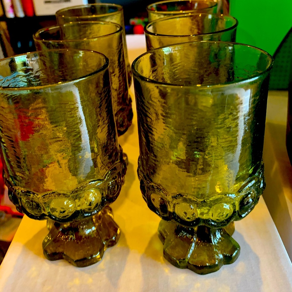 VintageTiffin Fransican Madeira Olive Green Glass